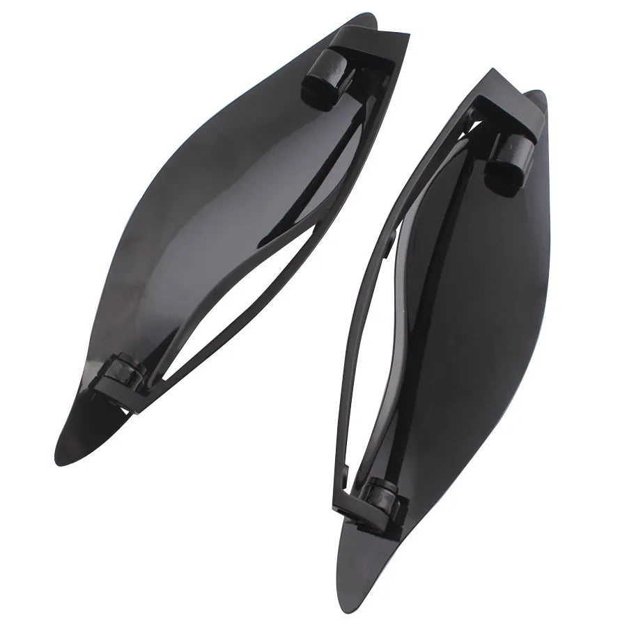 Smoked black ABS plastic side wings for Harley touring motorcycle wind protection modification