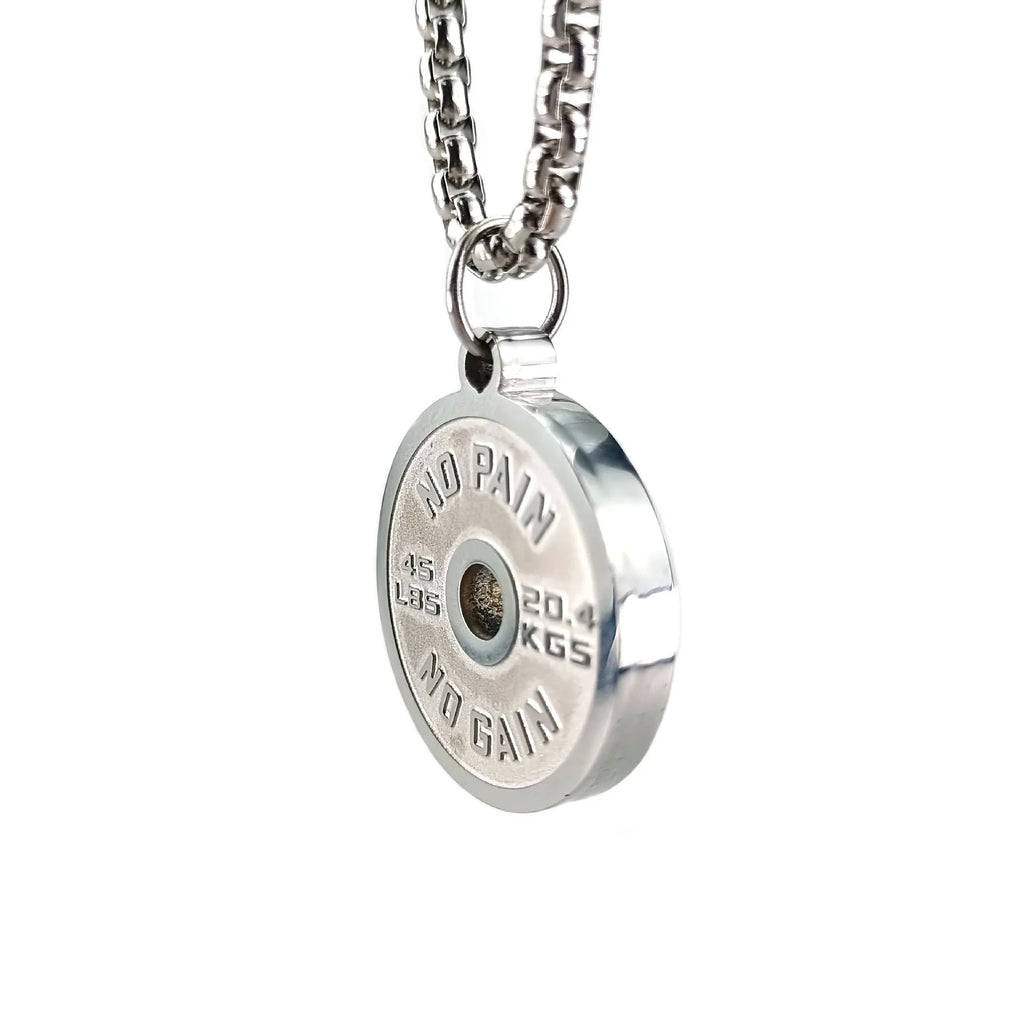 Stainless steel geometric barbell disc pendant necklace with choice of pearl, gold or black 60cm chain