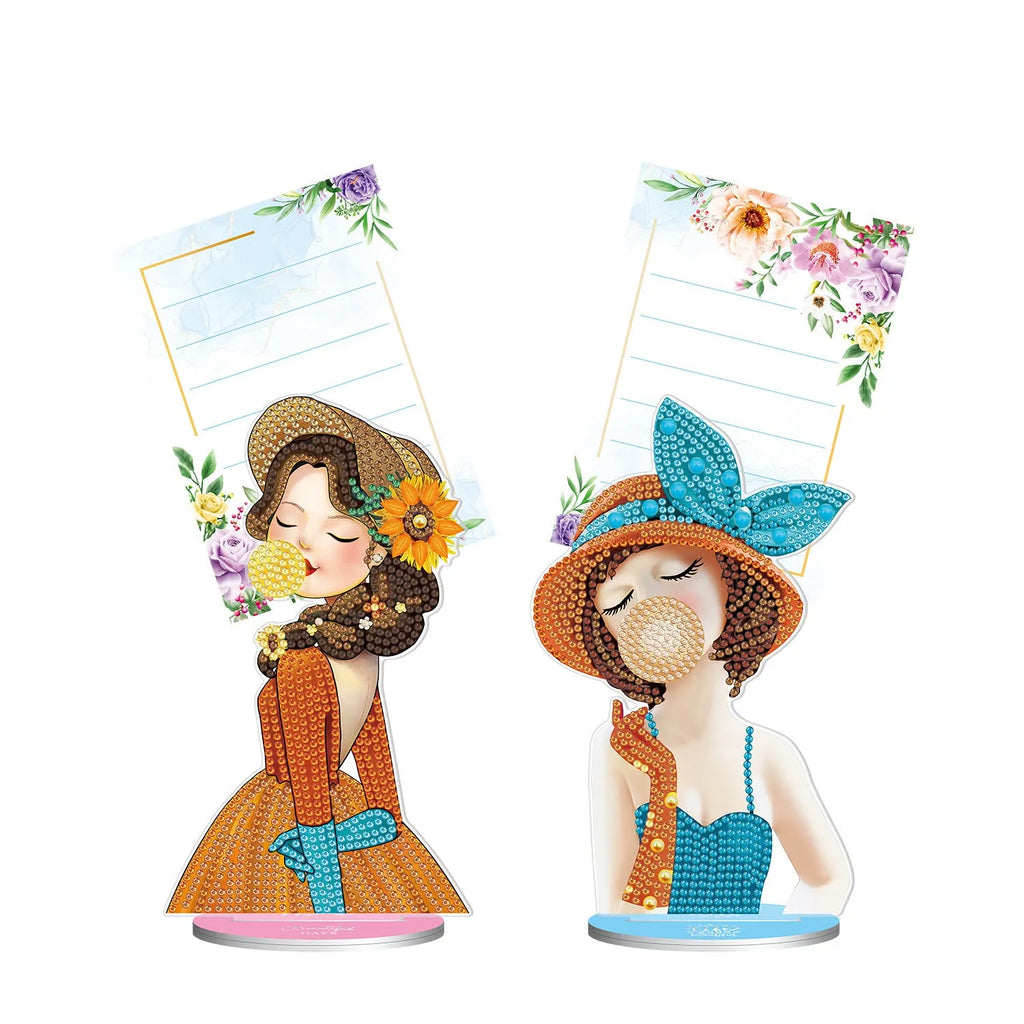 Diamond painting decorative note clip with handmade American style craft on desktop