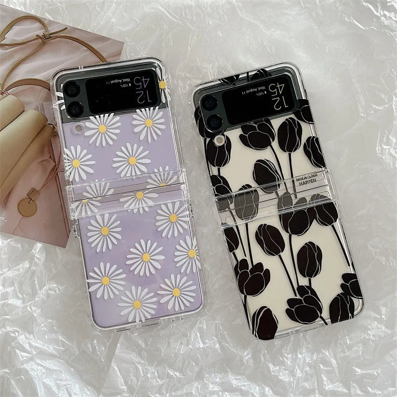 Samsung Galaxy Z Flip flower phone case protector in daisy and tulip colours