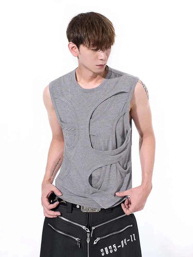 Men's solid colour Lyocell vest in tank top style on a hanger.