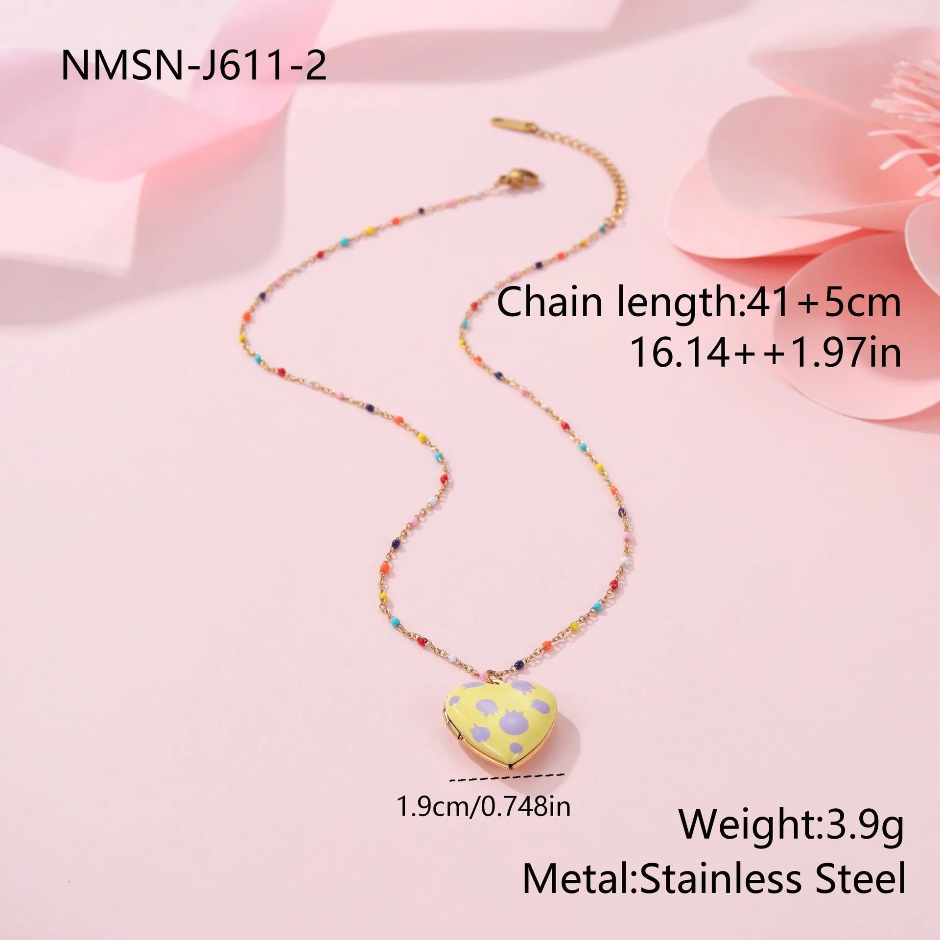 Gold-plated stainless steel necklace with fruit pendant on adjustable chain