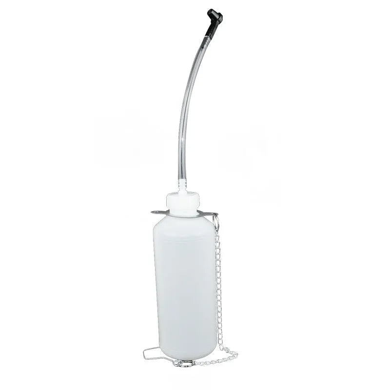 Pneumatic brake fluid replacement pumping tool with large tank and pressure gauge