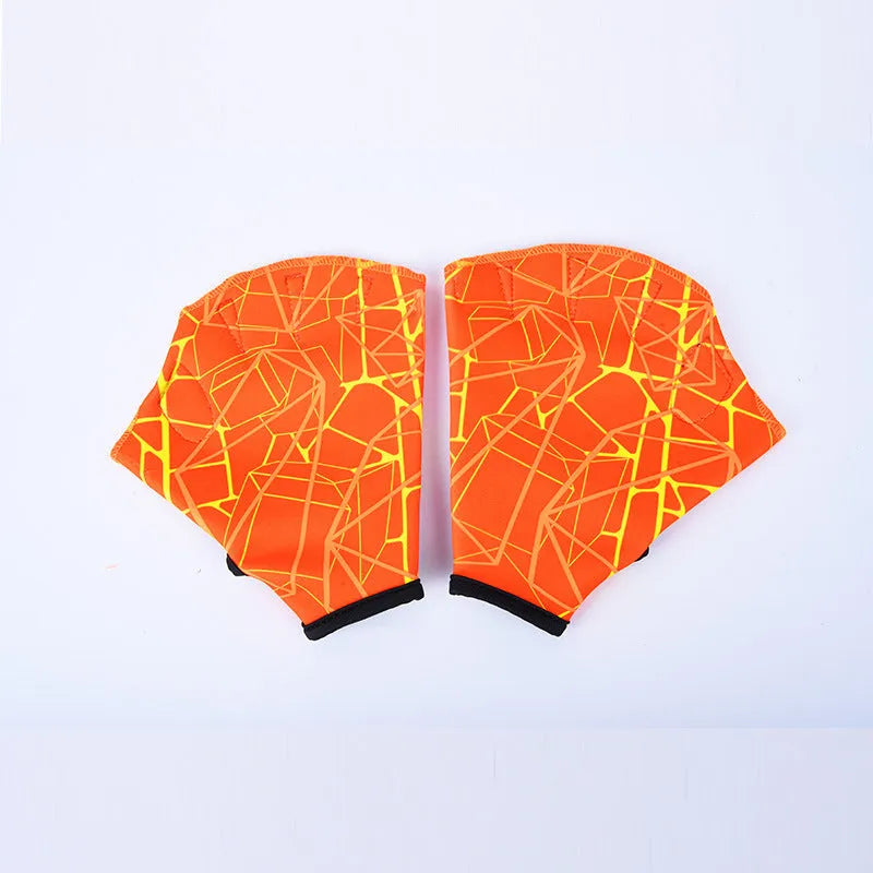 Duck feet webbed swimming gloves in nylon with colour print designs