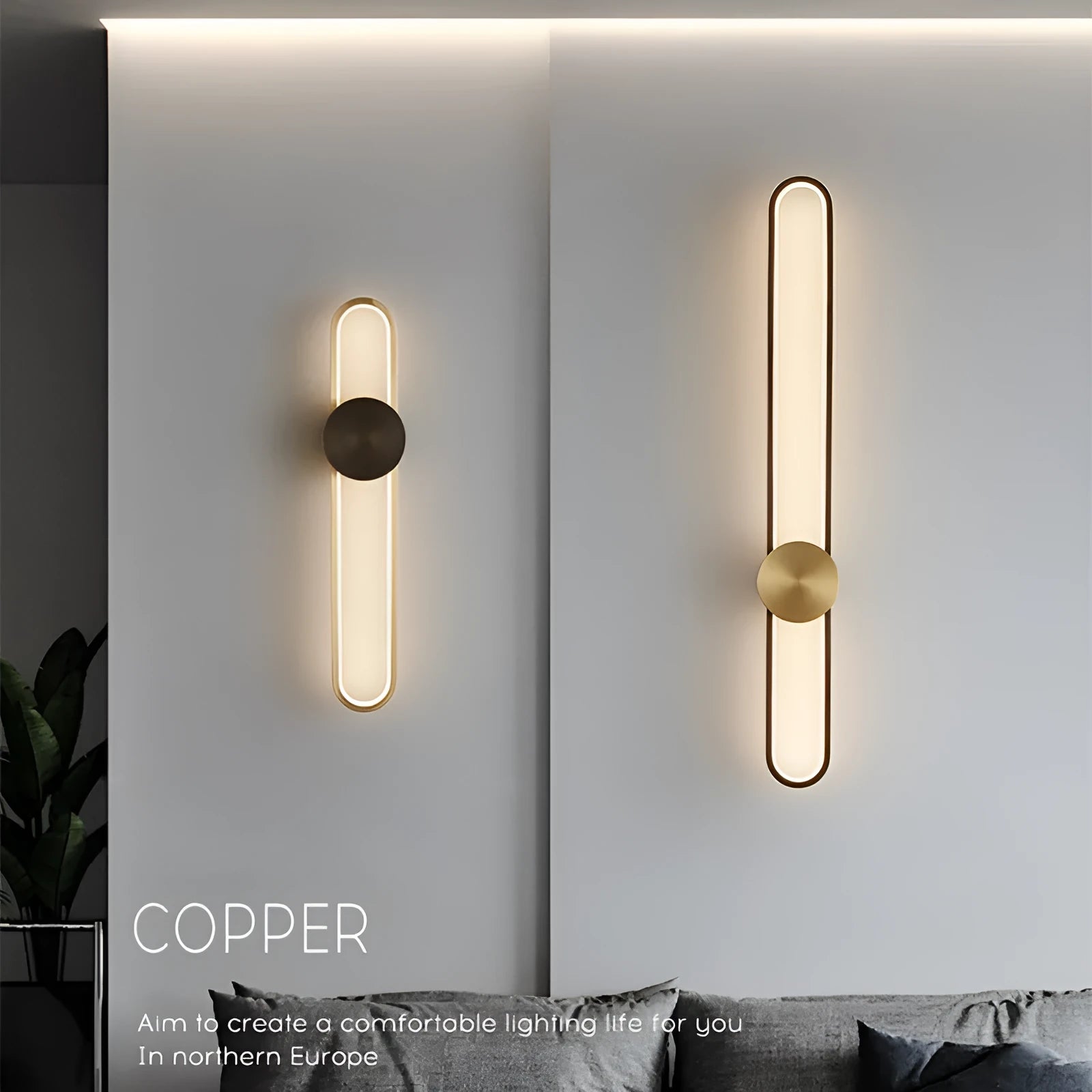 Modern minimalist 60cm round wall lamp with iron shade and LED lighting