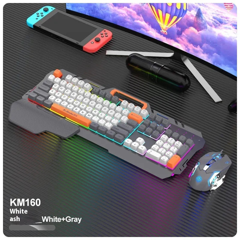 Blue wired gaming keyboard and mouse set with backlit keys and 1.5 metre USB cable for notebook computers