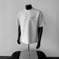 Men's loose fit cotton short sleeve shirt with letter pattern design in light grey colour
