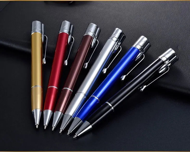 Metal refillable jet lighter pen with keychain in various colours