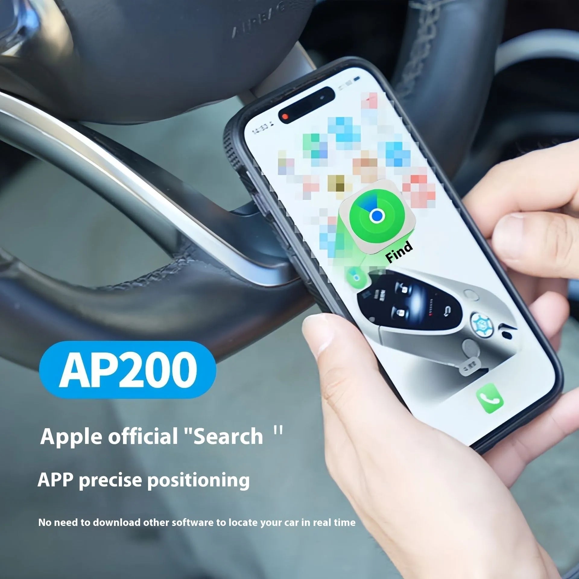 Black GPS car locator device with 12V charger plug for vehicle tracking applications