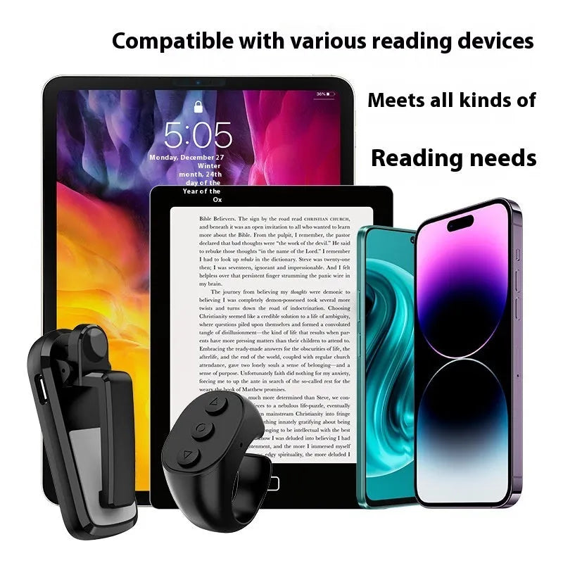 Smart wireless age-turner remote control and clicker set in black white or pink ABS plastic