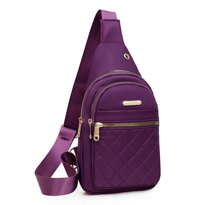 Girl's crossbody chest bag in Oxford cloth with plaid pattern available in multiple colours
