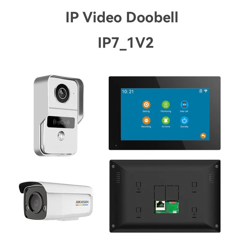 10-inch video intercom doorbell system with HD camera and ethernet connection for home security