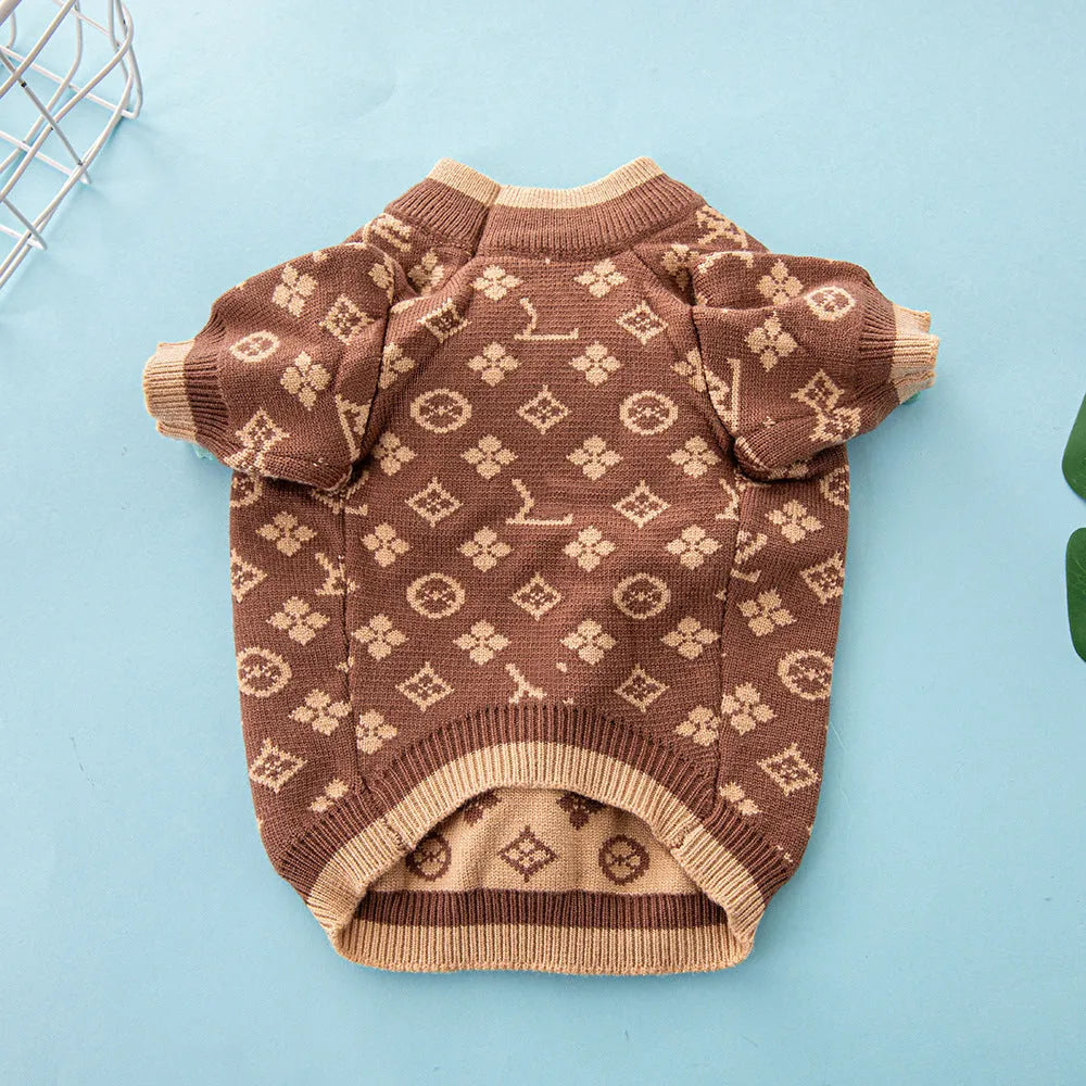 Wool blend dog sweater in European style with monochrome or two-tone colour options