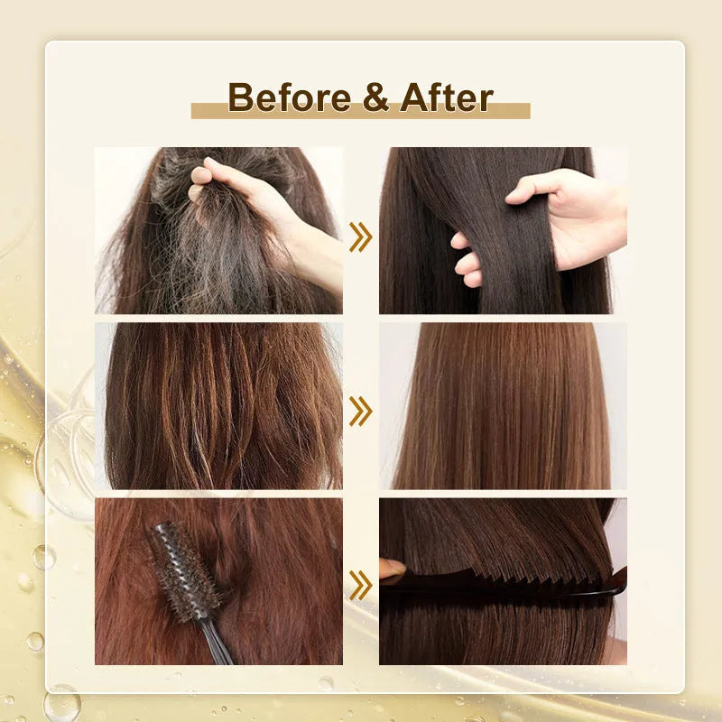 Yellow 50ml bottle of essential hair repair oil for scalp care and frizzy, damaged hair.
