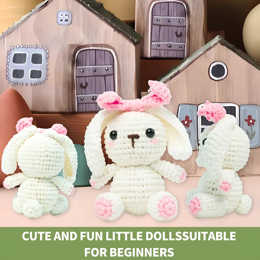 Lop eared rabbit wool DIY crochet suit in cartoon style, colour DY-0002-N, one piece for doll making