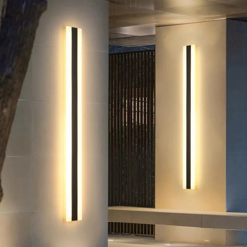 Outdoor straight wall lamp with wrought iron shell and 150cm LED strip for exterior waterproof installation