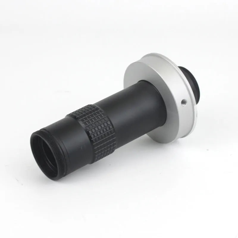 Black industrial camera monocular lens with 130x magnification and 60-300mm working distance