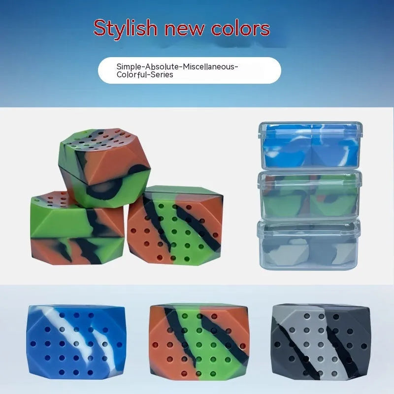 Two silicone camouflage facial exercise balls for jaw training in transparent packaging