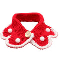 Knitted pet collar in wool and milk cotton with cartoon pattern, shown in multiple sizes for small animals.