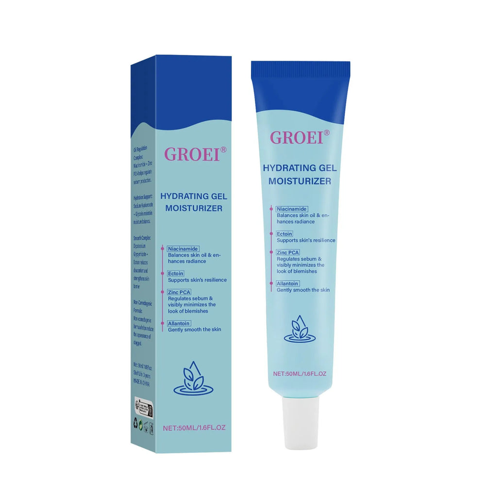 50ml moisturising facial gel tube with hyaluronic acid for hydration