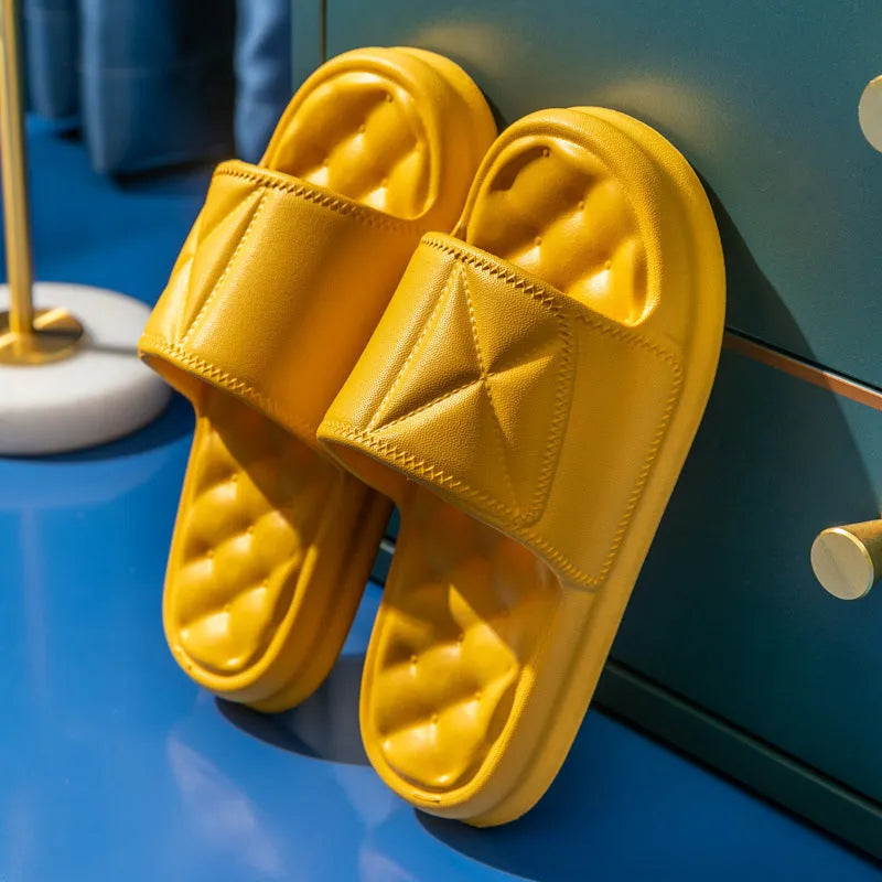 Soft EVA bathroom slippers with thick 3.5cm non-slip soles in multiple colour options