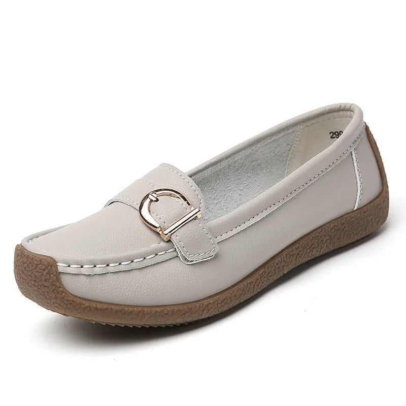 Women's casual loafers with round toe, flat heel, and shallow slip-on design in multiple colour options
