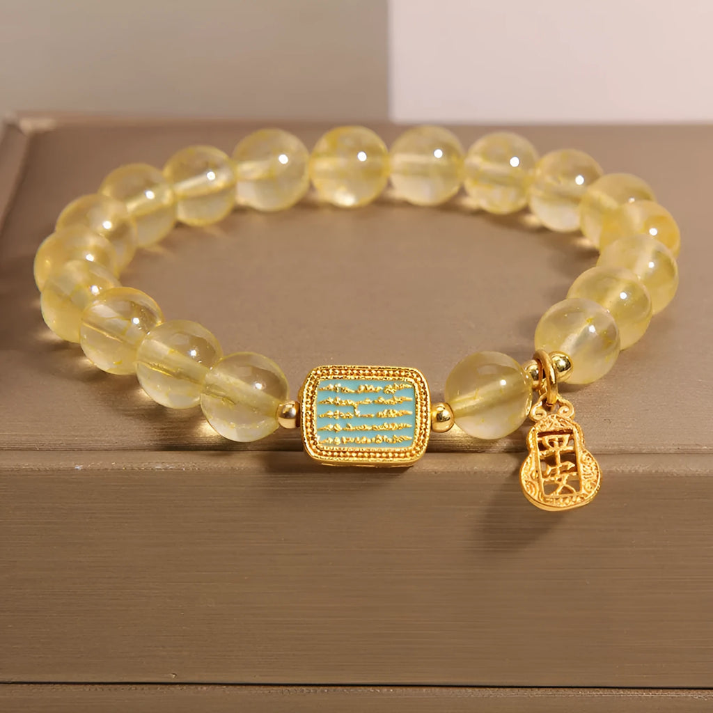 Women's citrine yellow crystal bracelet with rhinestone decorative elements