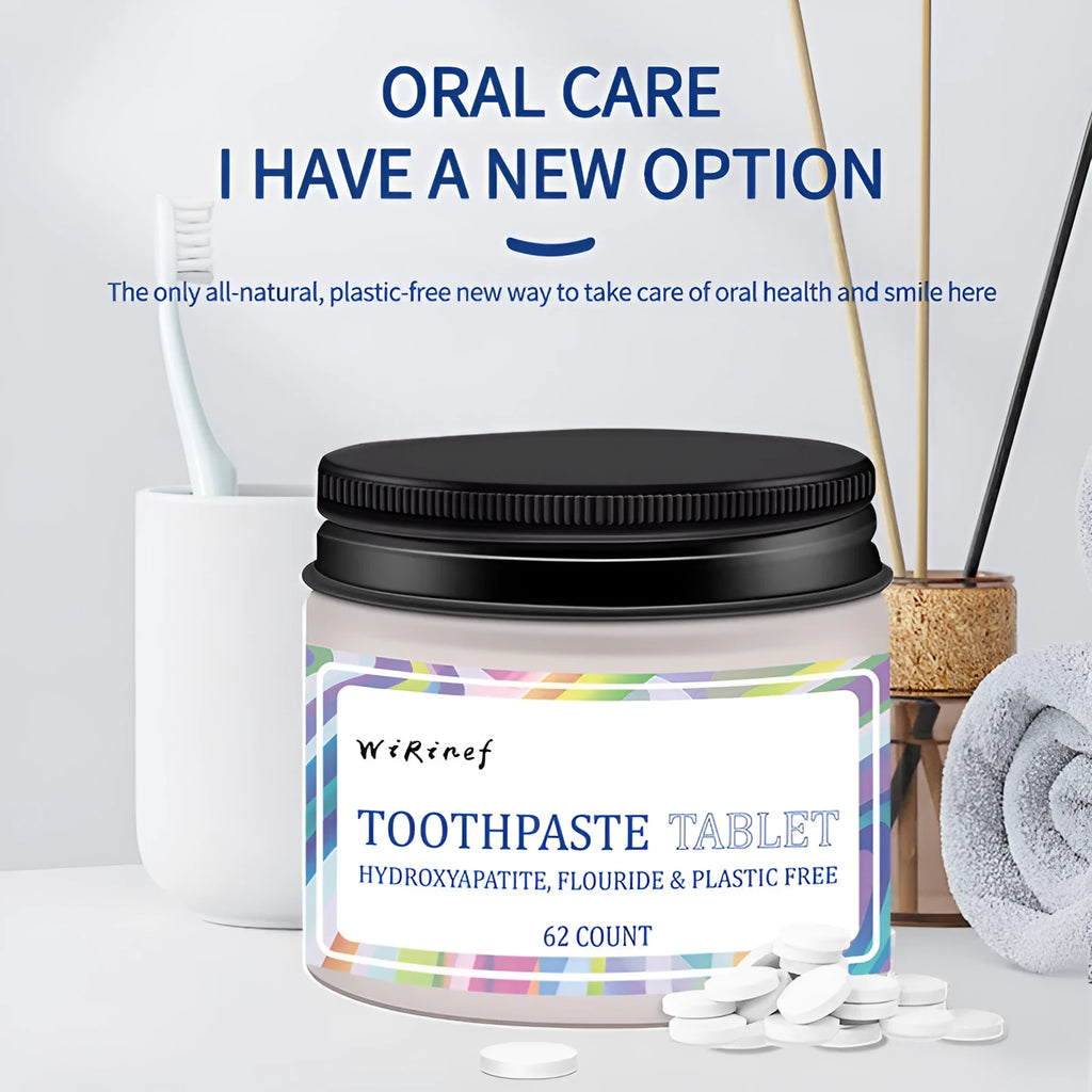 TP19 solid toothpaste tablets in portable 62-piece pack for cleaning without traditional tube