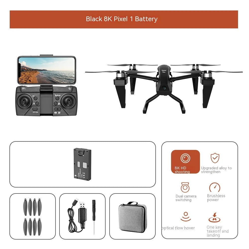 Alloy KS66 UAV drone in white or black with camera, remote control, spare propellers and storage bag