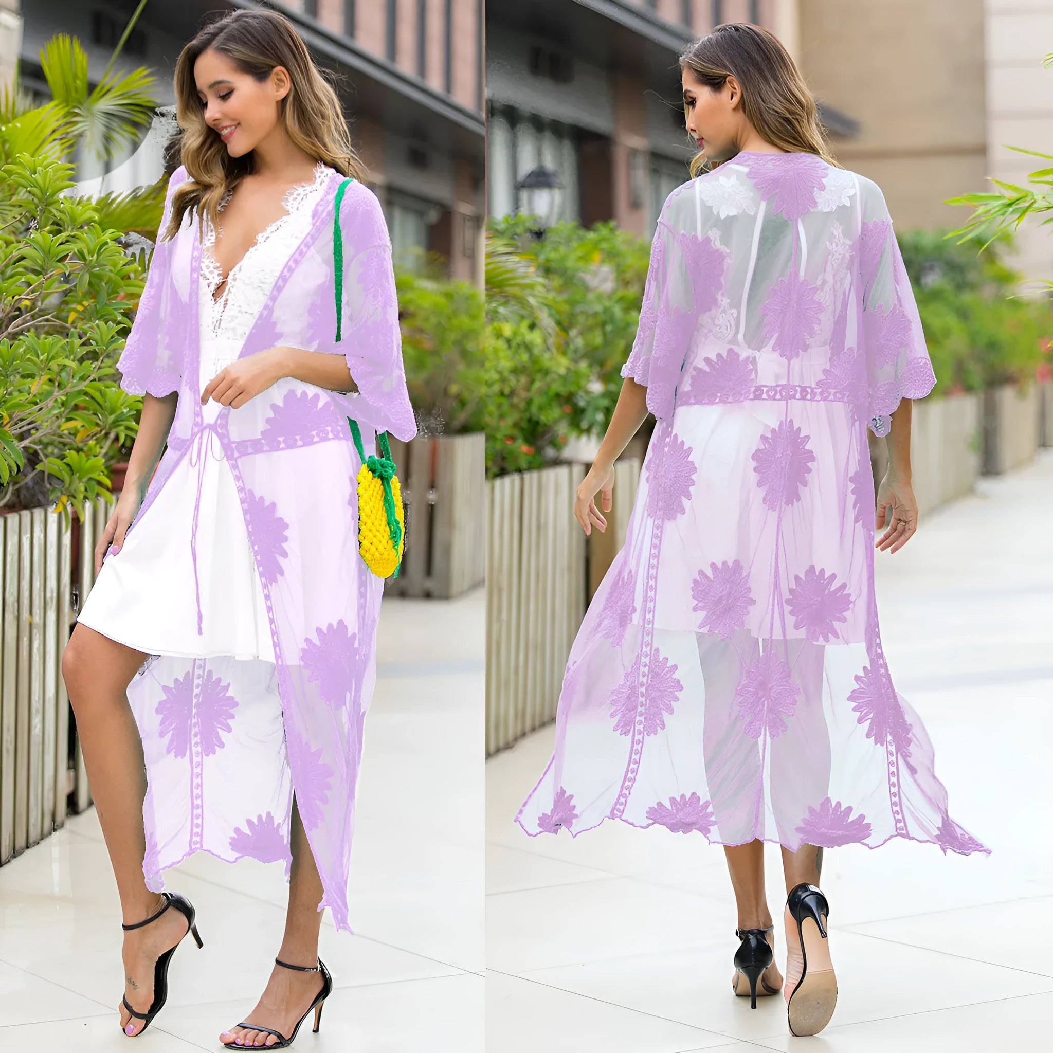 Light purple beach cover-up dress for swimming and beach activities