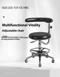 Black leather dental hospital chair with lift mechanism for height adjustment