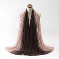 Long lightweight chiffon scarf with bubble towel texture in one of twelve colour options, laid flat.