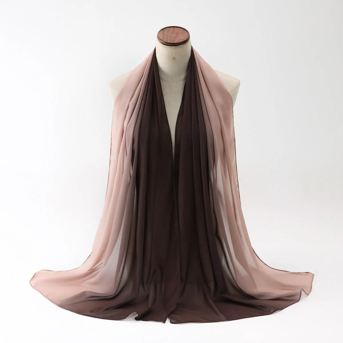 Long lightweight chiffon scarf with bubble towel texture in one of twelve colour options, laid flat.