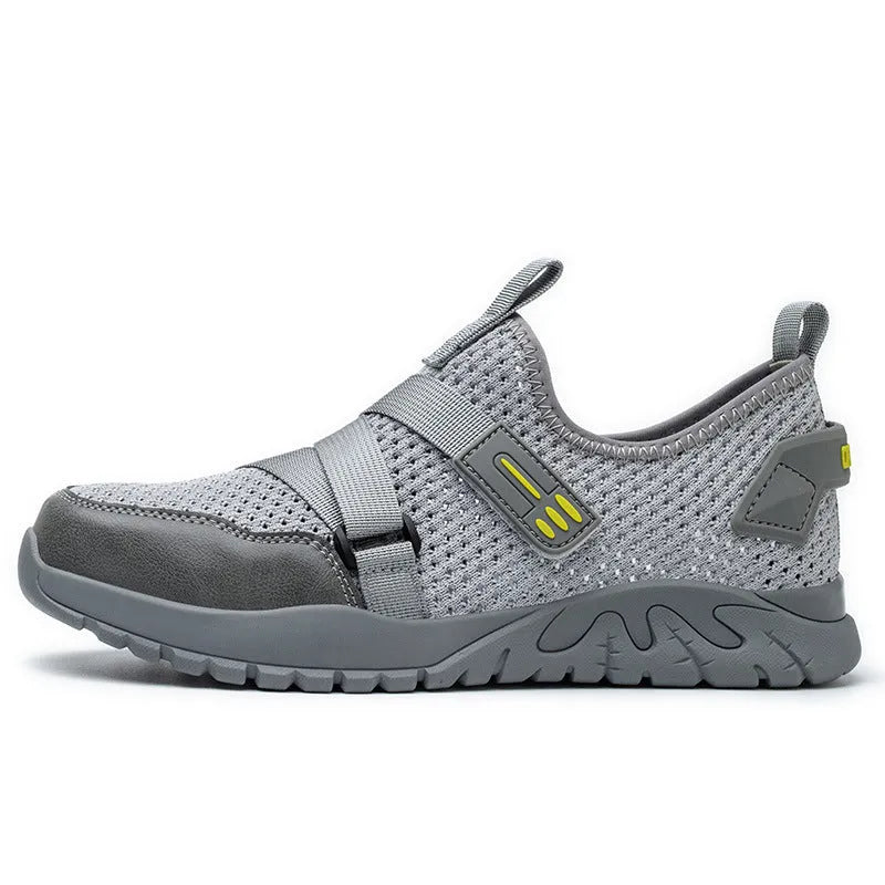 Men's grey anti-smash anti-puncture insulated safety shoes with rubber sole