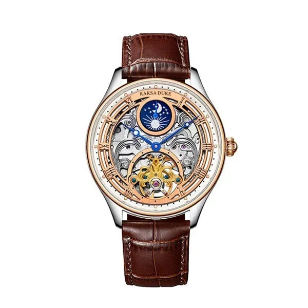 Men's waterproof business watch with steel strap in rose gold and white steel colour options