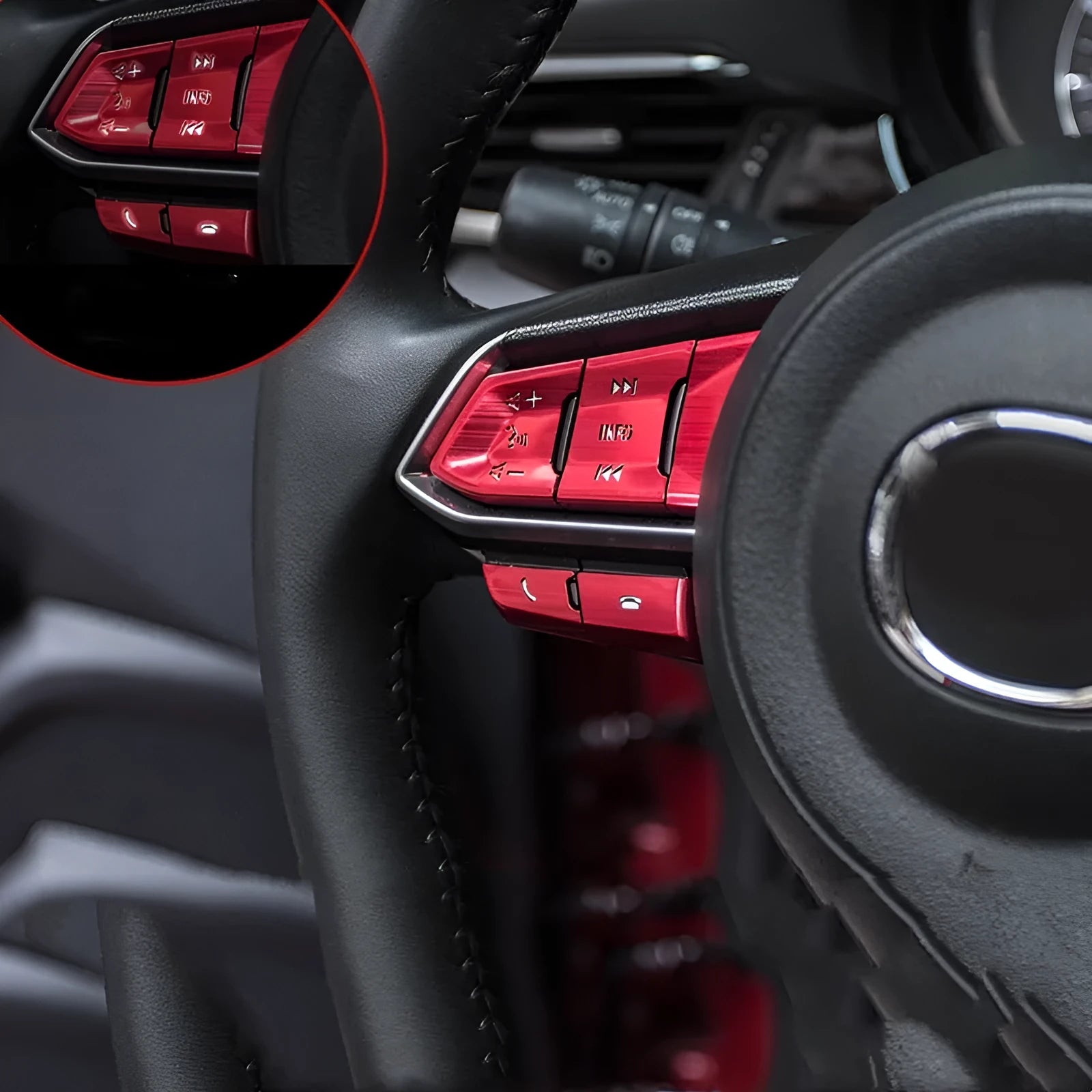 Aluminium alloy car interior decorative sticker set with transparent button overlays and multiple vehicle-specific designs