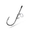 Spring rubber band sea fishing lure for live shrimp with barbed hook, sizes 2/0 to 5/0, pack or box of 4 or 10 pieces.
