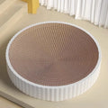 Green and white round cat scratching board measuring 55cm with replaceable corrugated cardboard scratching surfaces