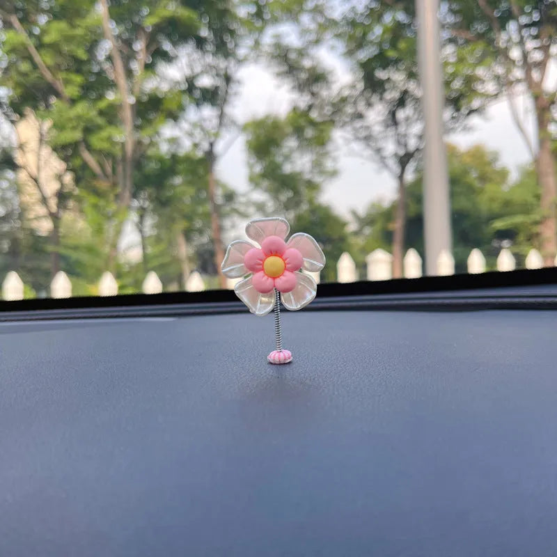 Plastic car decoration ornament with swing design in blue colour showing 5cm height measurement