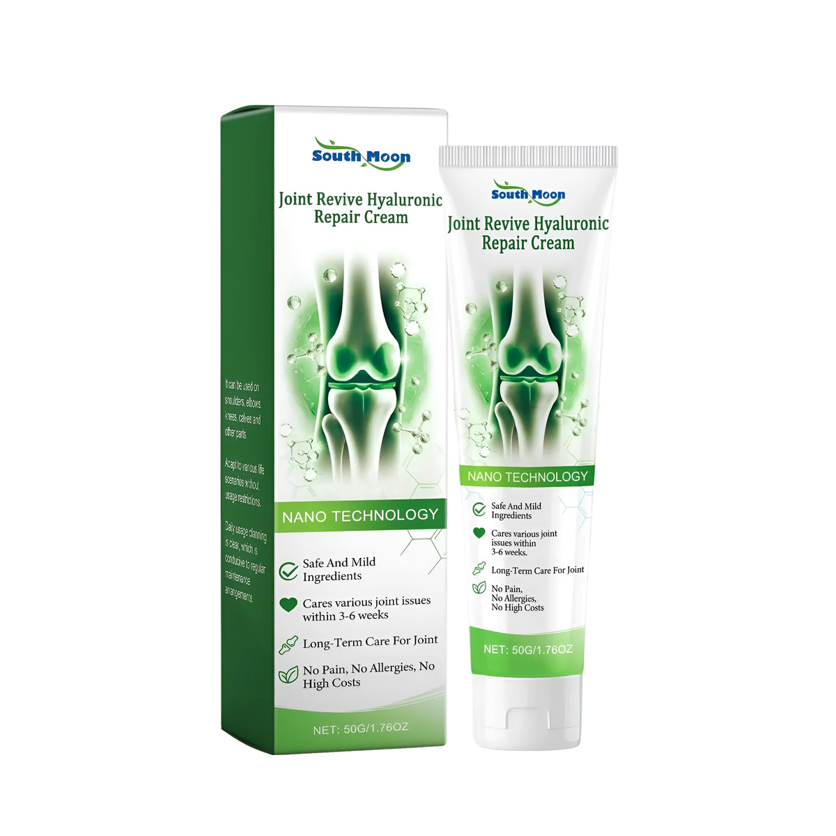 50g tube of joint lubrication and soothing cream with ginger, mint leaves and hyaluronic acid