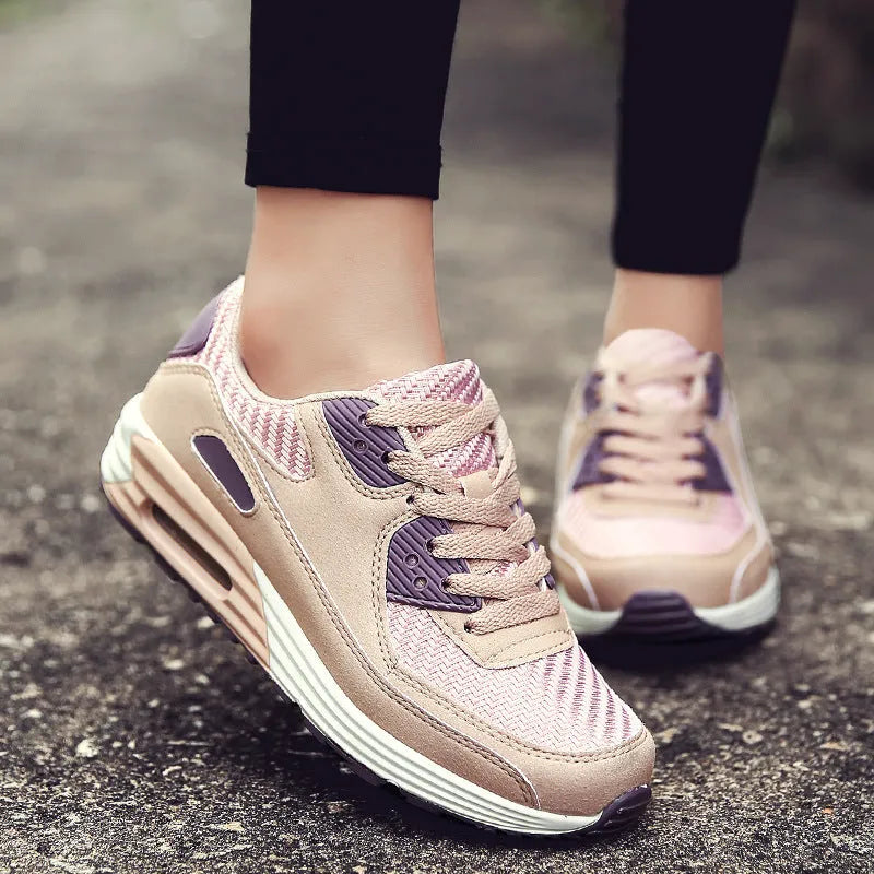 Women's casual beige orange shoes with a 3.5cm block heel, shown on a size chart.