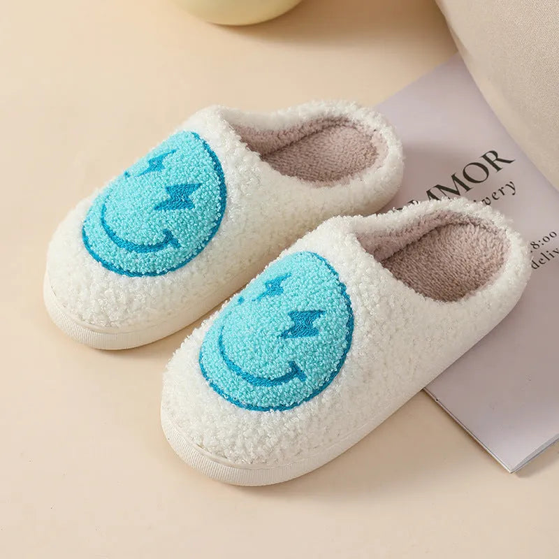 Plush cartoon love style slippers for women with non-slip PVC sole