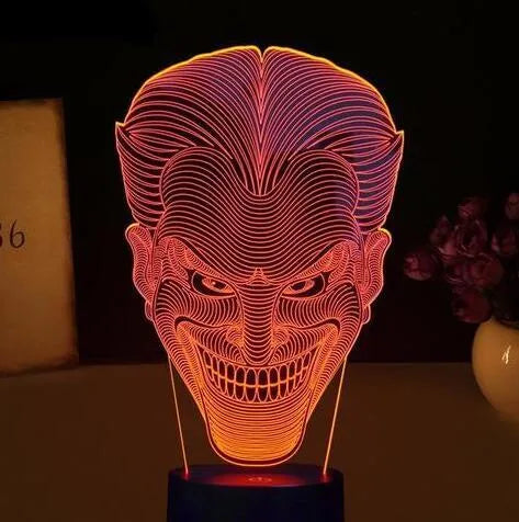 USB 3D LED lamp with acrylic plate showing multiple colour lighting options on black base