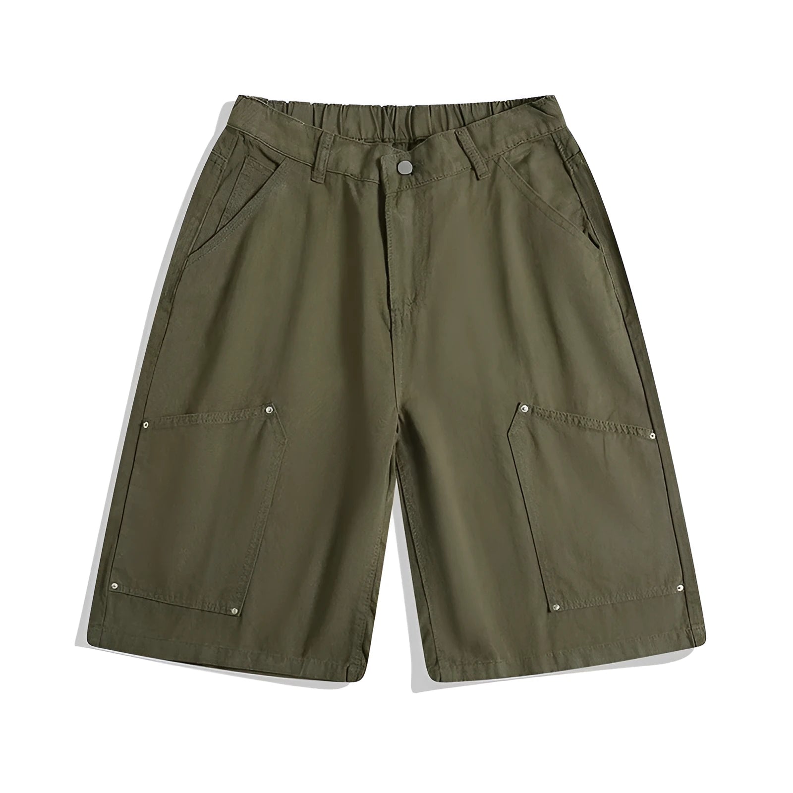 Women's loose fit cropped workwear pants with wide-leg design and rivet detailing