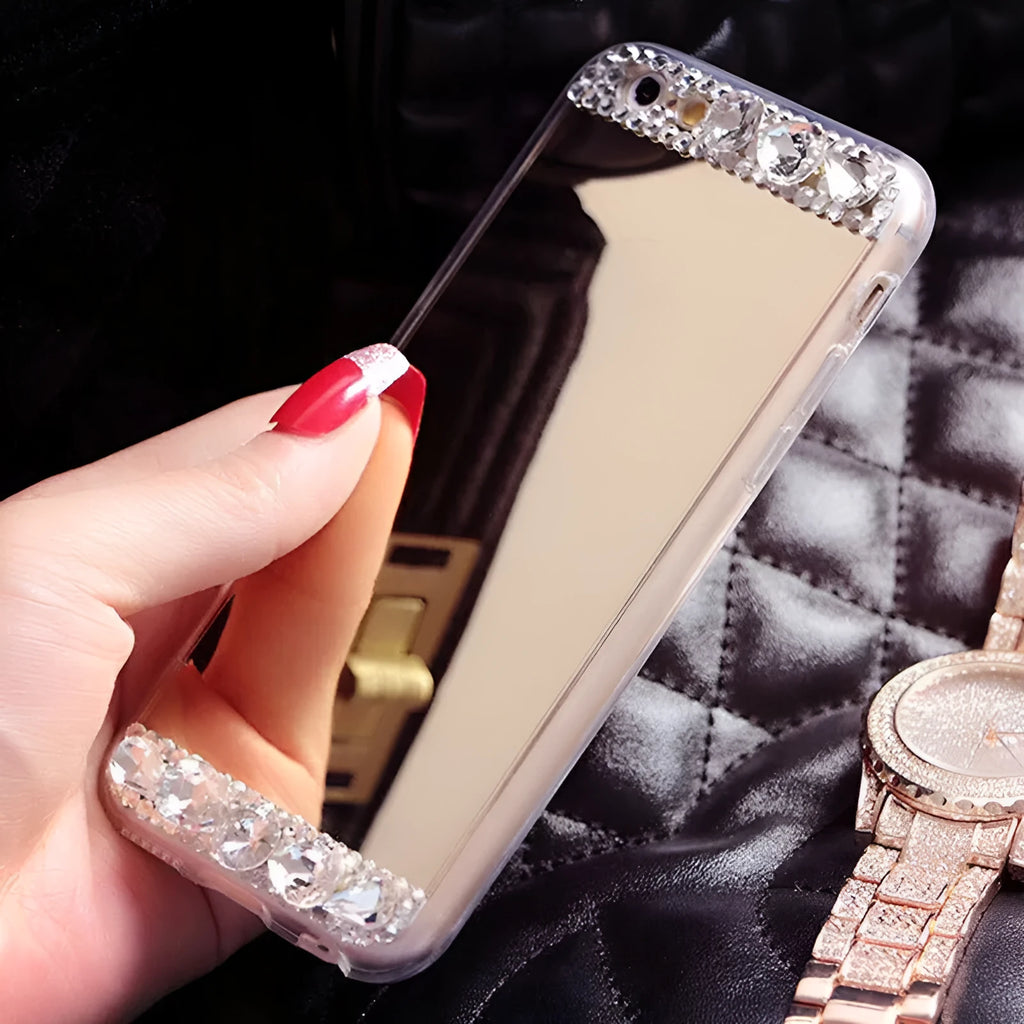 Rhinestone mobile phone case for Huawei smartphones in gold colour