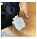 Small Korean-style women's messenger bag with chain strap in bucket shape