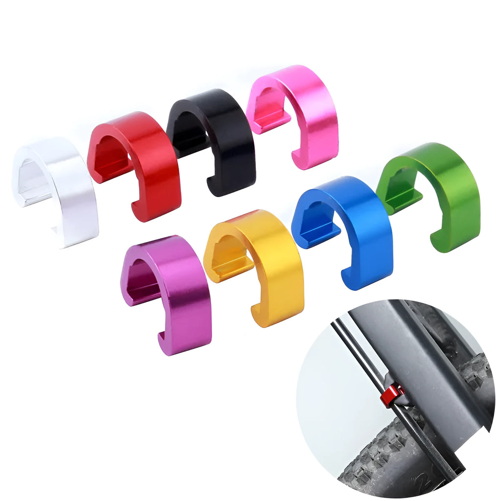 Aluminium alloy C-shaped buckle in various colours, dimensions 10.2mm by 13mm by 5mm.