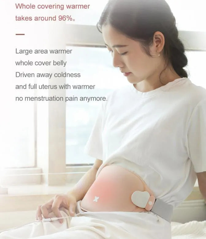Rechargeable menstrual pain relief belt with 3-speed heating and massage, 300 x 150 x 10mm, Basic models style.
