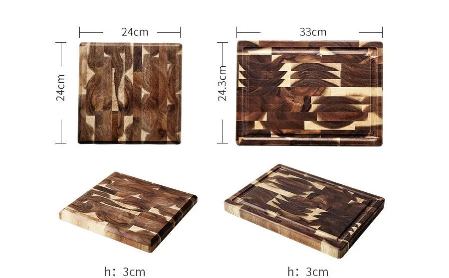 Brown parquet pattern solid wood cutting board made from imported acacia with 3cm thickness