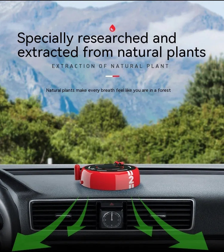 Round solar-powered car aromatherapy decoration in black colour with modern design